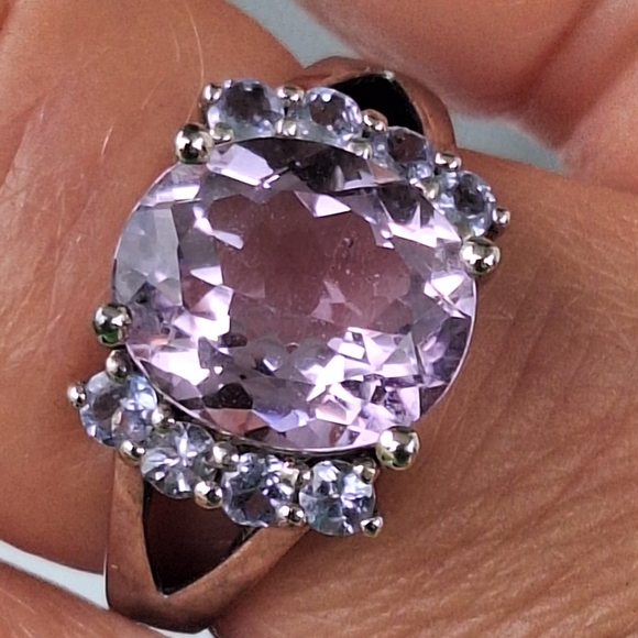 Amethyst and Tanzanite Sterling Silver Ring Size 7 NIB - Picture 2 of 5